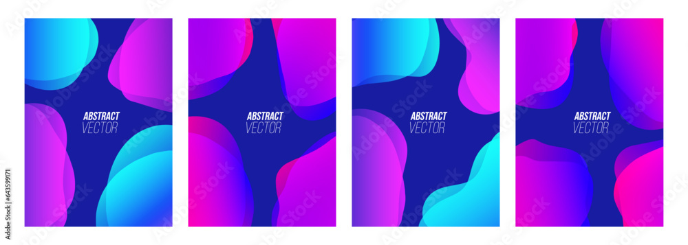 Leinwandbilder set of abstract backgrounds with vibrant color curved shapes. bright dynamic neon colored gradients.