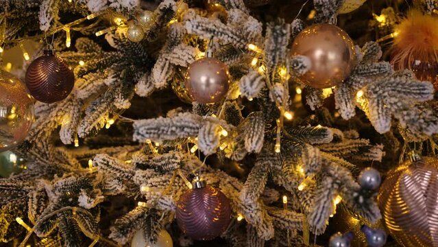 close up of decorated christmas tree