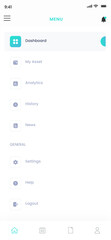 Menu Screens App UI Kit & Dashboard Blue Side Bar Template