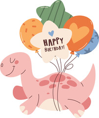 Dinosaur Baby With Birthday Balloons