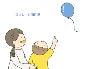 指さし　共同注視　親子