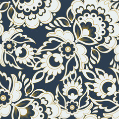 Fototapeta na wymiar Paisley seamless floral pattern. Damask vintage background 
