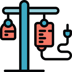 Medicine tool icon outline vector. Emergency room. Medical bag color flat