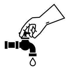 "Please close water tap / faucet after use" icon