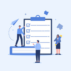 Flat vector of business task management team working illustration concept,teamwork,managing task,solving problem.isolated object and easy to edit.