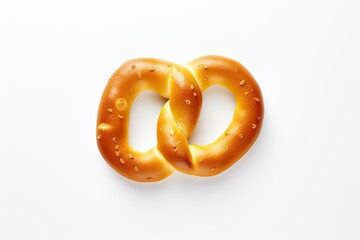 Single pretzel Isolated on a white background. Generative AI - obrazy, fototapety, plakaty