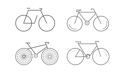 Bicycle icon, Outline set vector icons for web design