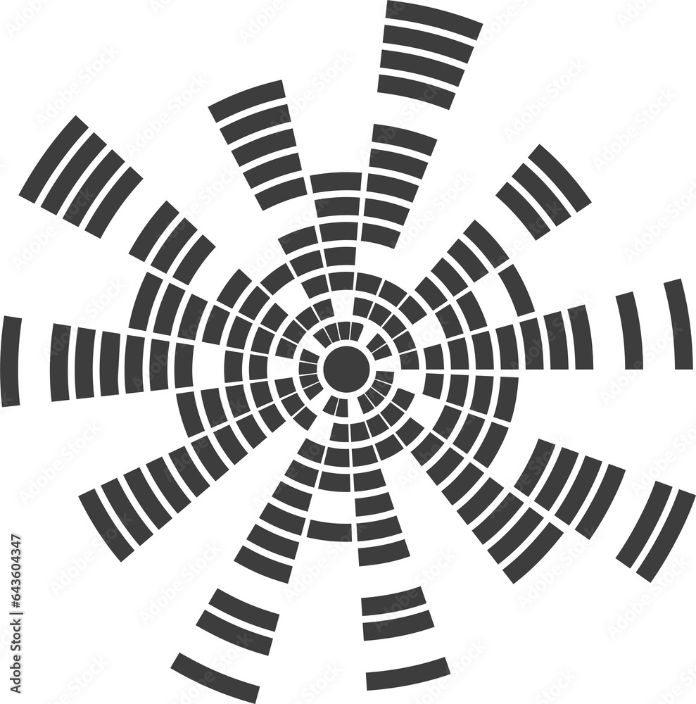 Poster circle sound wave. audio music equalizer. round circular icon. spectrum radial pattern and frequency