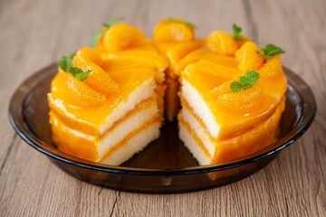 Refreshing orange sponge layer cake
