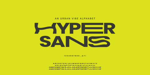 Hyper Sans simple bold sans serif font, with light effect, youth design style for logo and branding