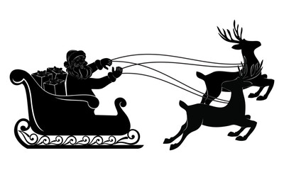 Obraz premium santa claus riding sleigh