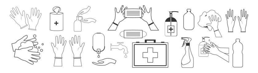 Hygienic set. wash hands icon. Vector.