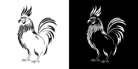 Illustration Vector Graphic of Rooster Icon. Black icon. Silhouette
