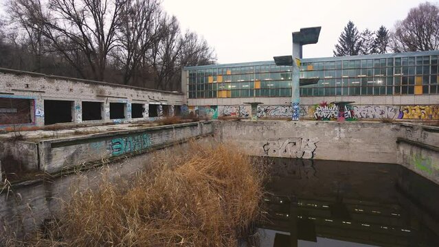 abandoned public swimming pool