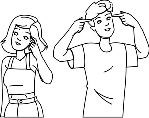 think thinking positive vector. attitude mind, change emotion, man optimism think thinking positive character. people black line illustration