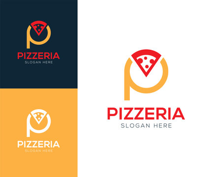 Initial letter P with pizza logo design vector illustration inspiration