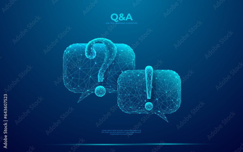 Aufkleber two dialogue bubbles chat with question and answer blue symbols. abstract digital speech bubble icon