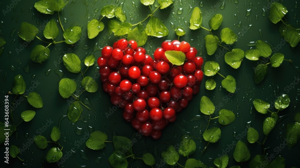 Aufkleber cranberries in the shape of a heart.