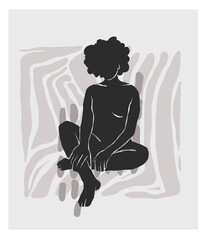 Hand drawn vector abstract graphic line art ,contemporary collection print with boho aesthetics female body graphic shapes.Fashion feminine concept design for wall decor,print,wallpaper,background.