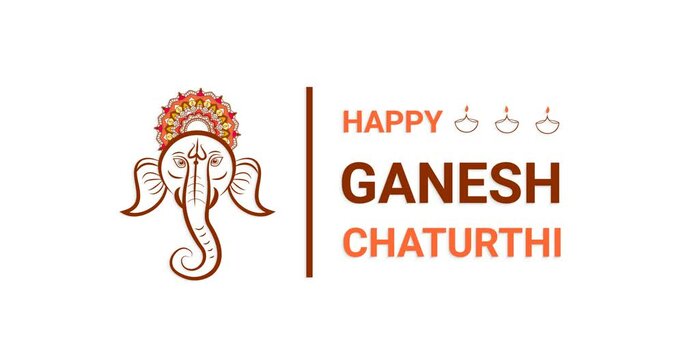 Happy Ganesh Chaturthi. Handwritten text with alpha channel. Great for Celebrations and events. The background is editable.