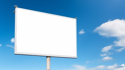 Blank canvas for your custom design: Outdoor billboard against a backdrop of clear blue skies