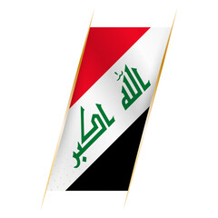 Iraq flag in the form of a banner with waving effect and shadow.