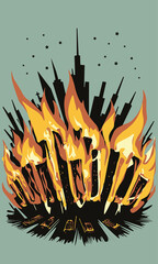 Bonfire Night Invitation Flyer Illustration Poster