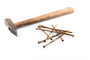 old hammer and nails
