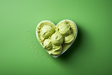 heart shaped green ice cream.