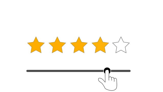 rating stars. raising the rating. ranking down. 4k video illustration.