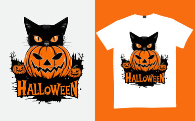Halloween T-shirt design costume template. Happy halloween scary trendy vector t-shirt design. Halloween vector clothing apparel t-shirt design