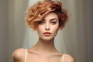 Pictures of beautiful models fashion hairstyles on background