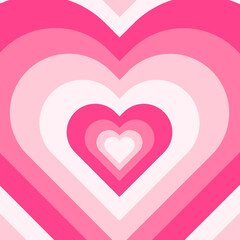 Pink heart retro groovy y2k 60s 70s background illustration