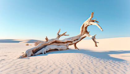 Gnarled Tree Trunk in a Desert Landscape,dead tree in the desert