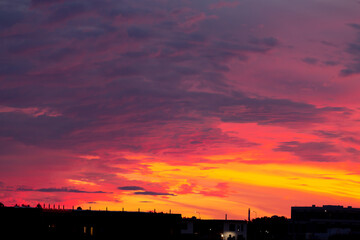Red sunset sky dramatic in north