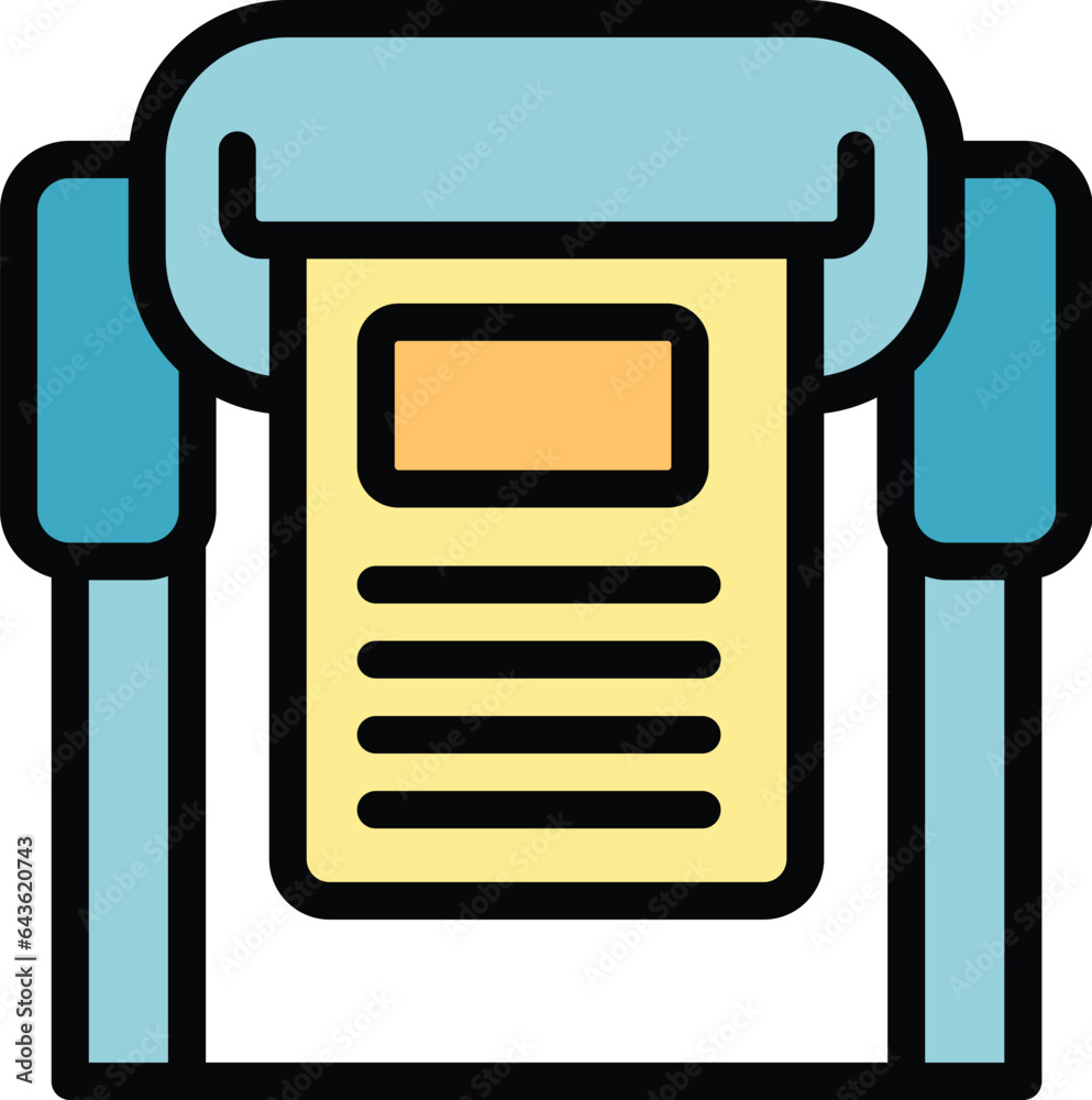 Poster plotter machine icon outline vector. print format. copy data color flat