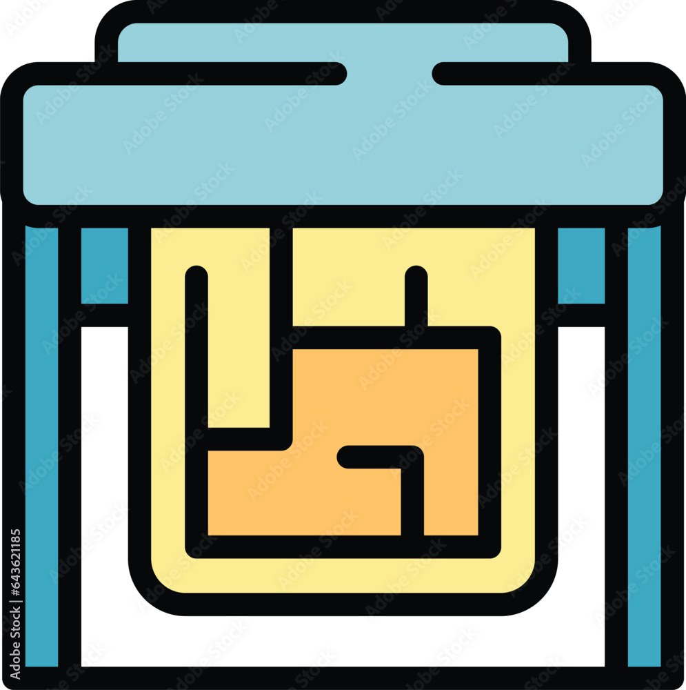 Poster data plotter icon outline vector. printer machine. offset copy color flat