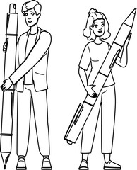 Fototapeta premium ink author pen vector. writer vintage, signature write, art feather ink author pen character. people black line illustration