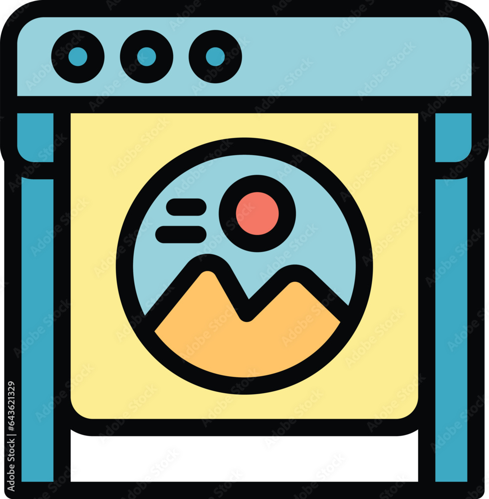 Poster offset device icon outline vector. plotter device. machine print color flat