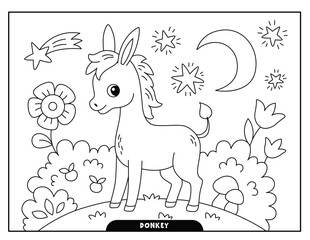 Donkey coloring pages for kids