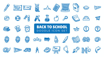 Back To School Hand Drawn Education Doodle Icon Set