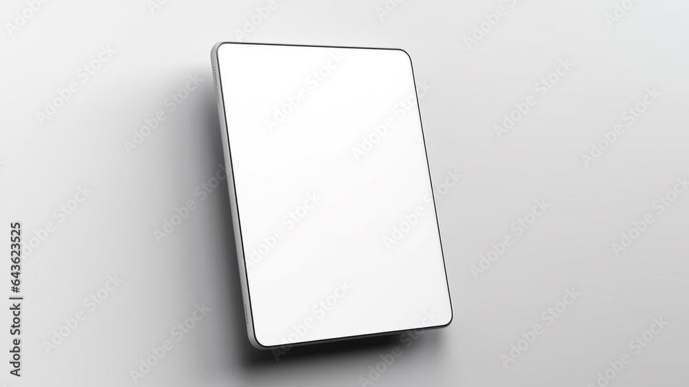 Wall mural modern black tablet computer with blank horizontal screen isolated on white background. generative a