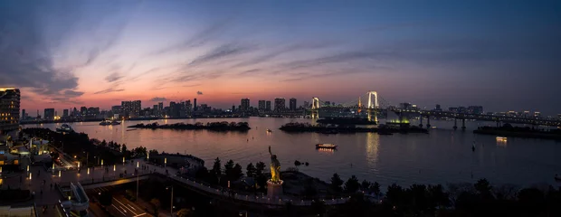 Foto op Plexiglas レインボーブリッジと東京タワーの夜景 © Hajime