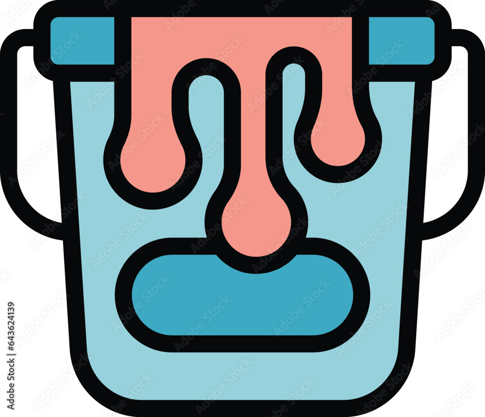 Poster paint bucket icon outline vector. plotter machine. offset computer color flat
