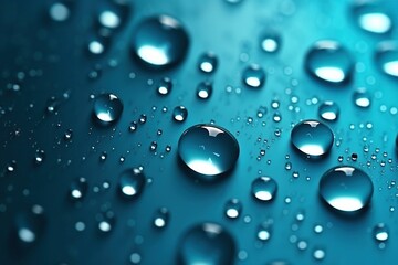 Water drops on dark blue color background