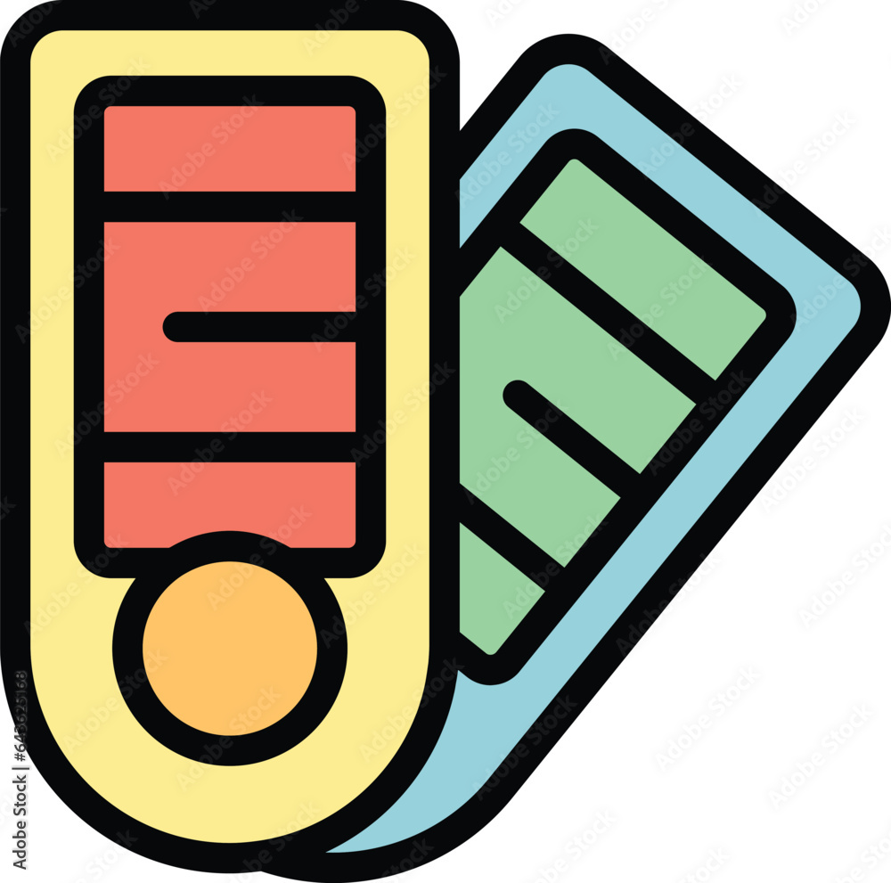 Poster plotter palette icon outline vector. printer format. computer data color flat