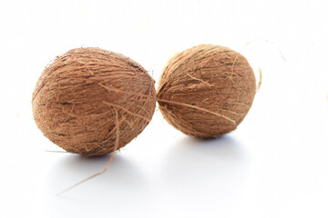 Two coconut on a white background