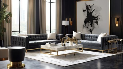 Modern Living Room. Contemporary Elegance in Exquisite Detail