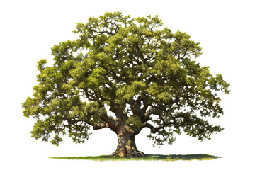 American elm tree PNG with green leaves and brown trunk isolated on transparent Background