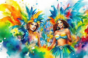 Watercolor Magic of the Brazilian Carnival